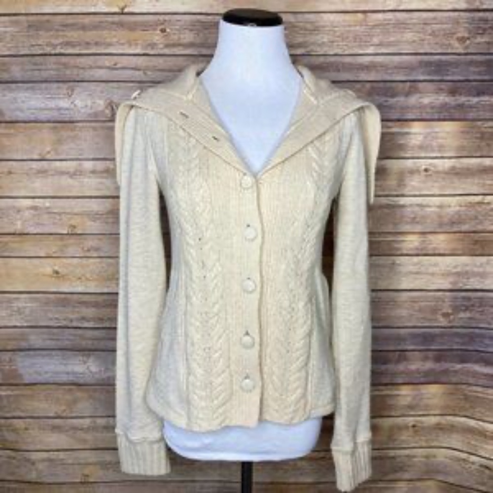 Anthropologie Saturday Sunday Cream Colored Cable Knit Cardigan